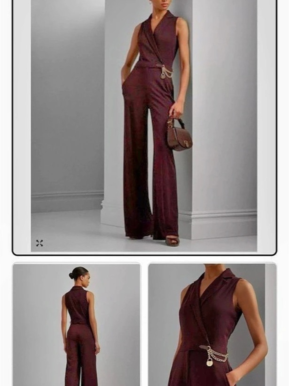 Ralph Lauren Sleeveless Wide-Leg Jumpsuit in Purple Like New